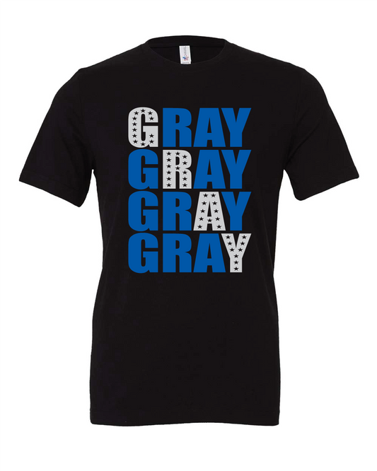 Gray Letter Stack - ADULT - Bella Canvas 100% Cotton Tee - PREORDER