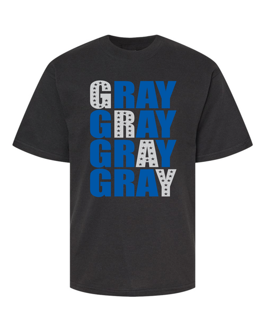 Gray Letter Stack - YOUTH - M&O 100% Cotton Tee - PREORDER