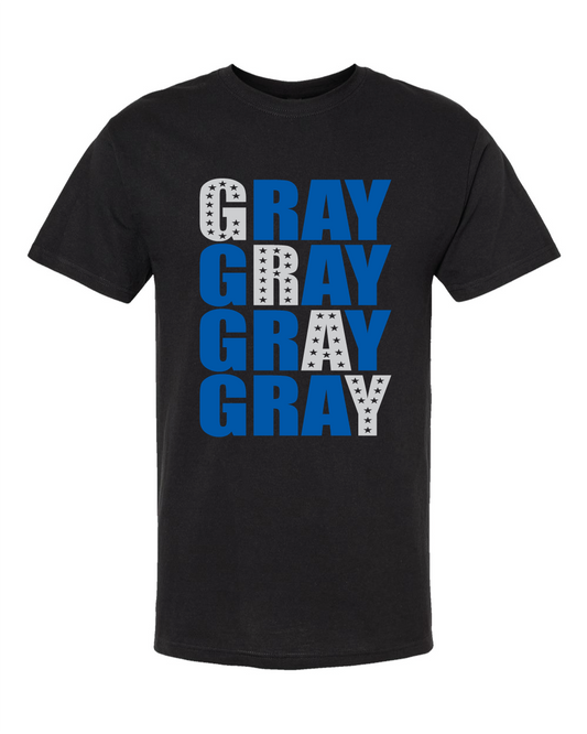 Gray Letter Stack - ADULT - M&O 100% Cotton Tee - PREORDER