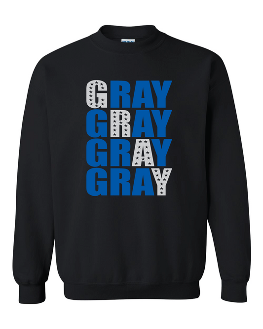 Gray Letter Stack - ADULT - Gildan Heavy Blend Crewneck - PREORDER