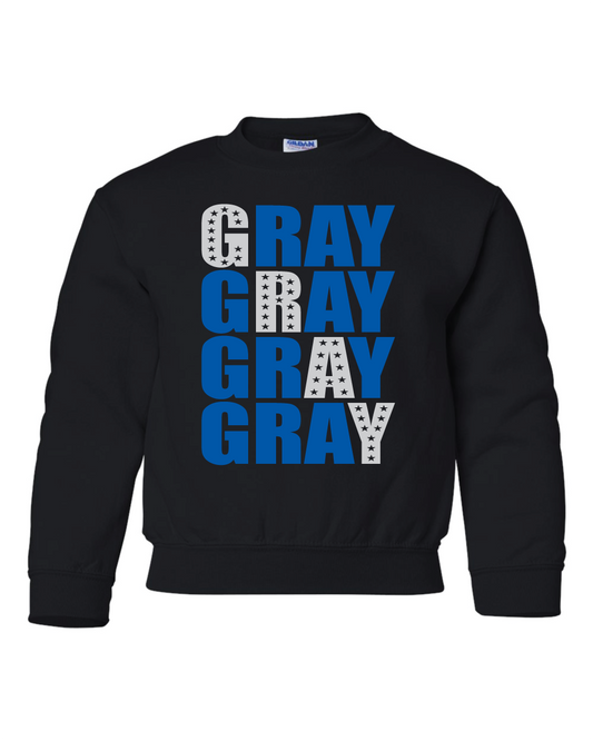 Gray Letter Stack - YOUTH - Gildan Heavy Blend Crewneck - PREORDER