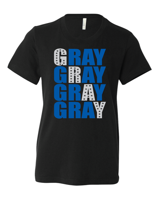 Gray Letter Stack - YOUTH - Bella Canvas 100% Cotton Tee - PREORDER
