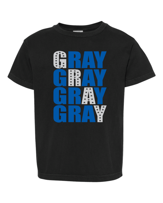 Gray Letter Stack - YOUTH - Comfort Colors Garment Dyed Cotton Tee - PREORDER