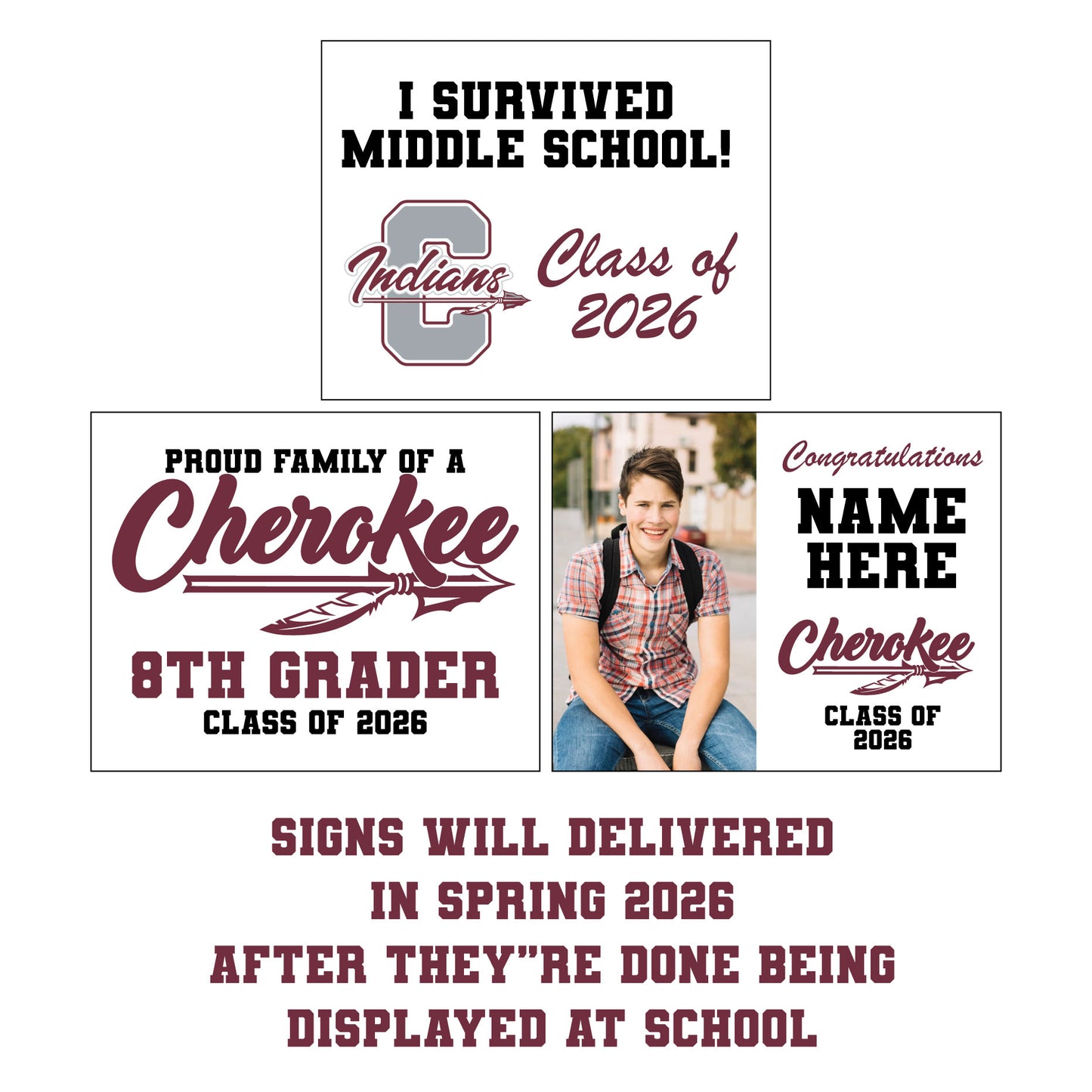 CHEROKEE 8th Grade Graduation Celebration Signs